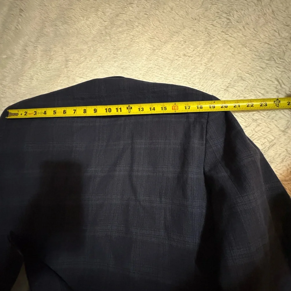 JOS A BANK Linen Men 44R Tailored Fit Blazer Sport Coat Jacket Blue Plaid